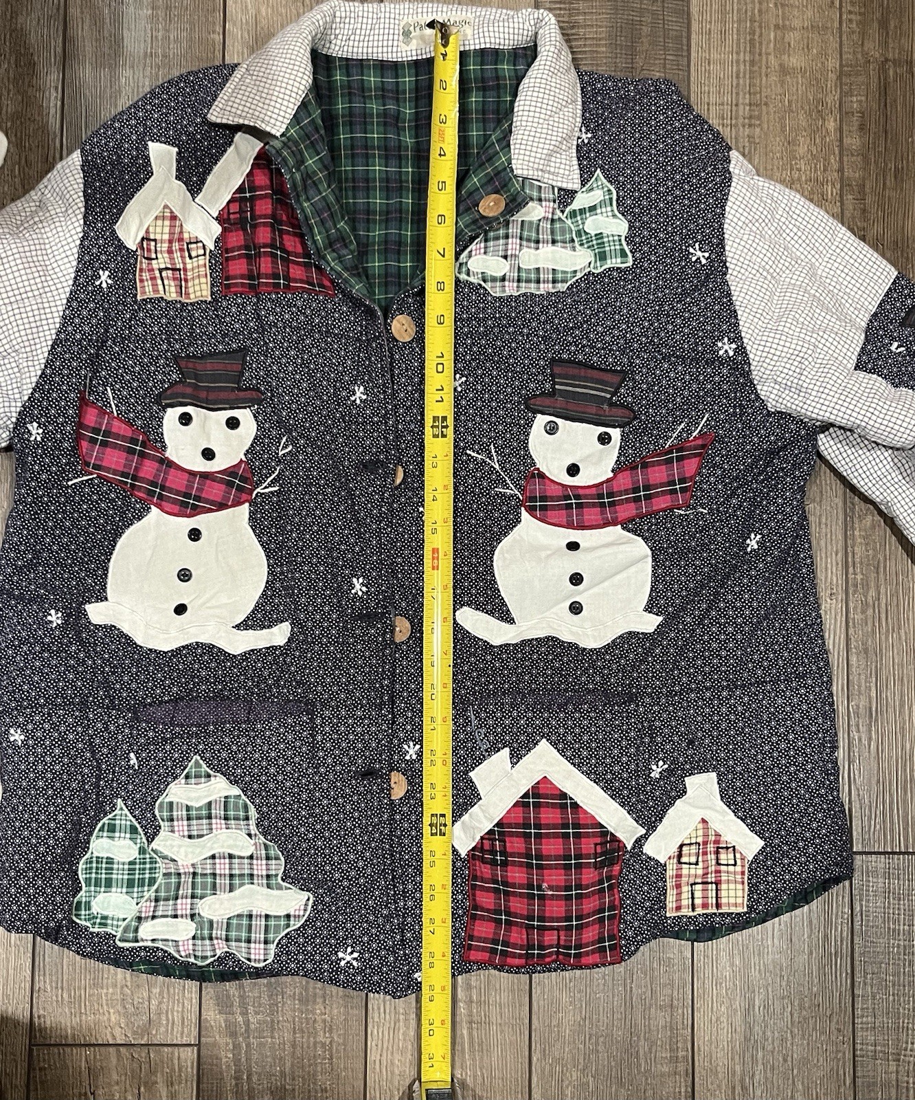 Vintage Patch Magic Quilted Patchwork Snowman Win… - image 6