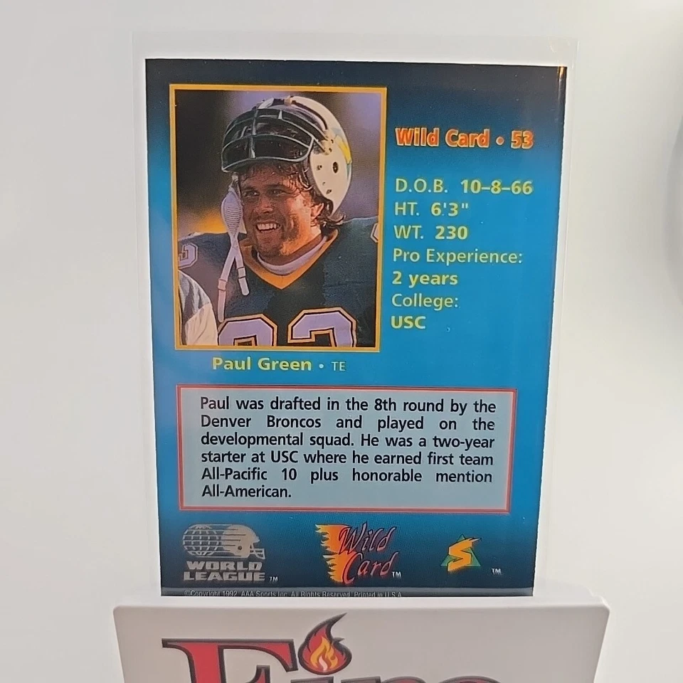 Wild Card World League 1992 - #53 Paul Green (RC) Sacramento Surge Foto 4 de 4
