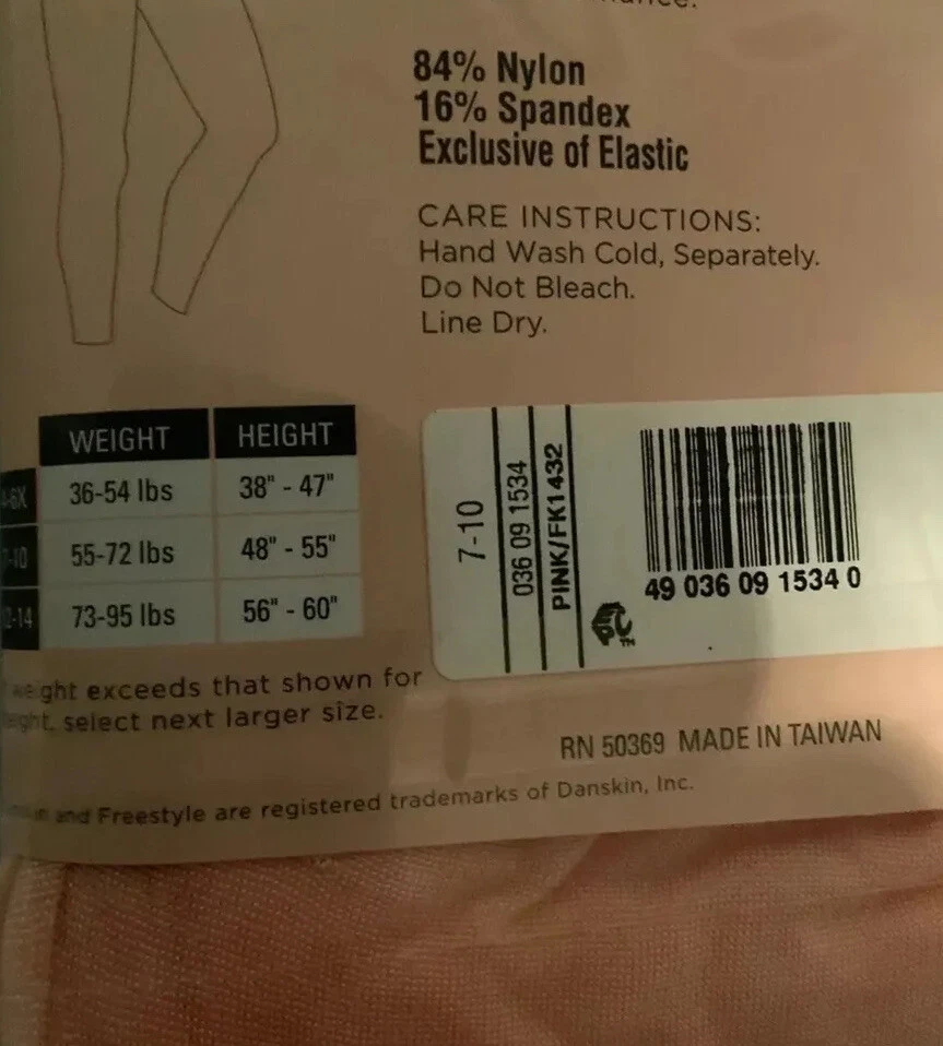 Paquete de 3 pantimedias sin pies rosa brillante estilo libre “DANSKIN” para niñas 7-10 Foto 3 de 3