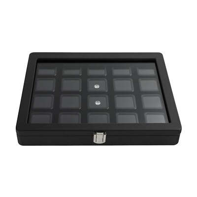 GemTrue Lockable Diamond Box Set with Viewing Window Reversible Cushion