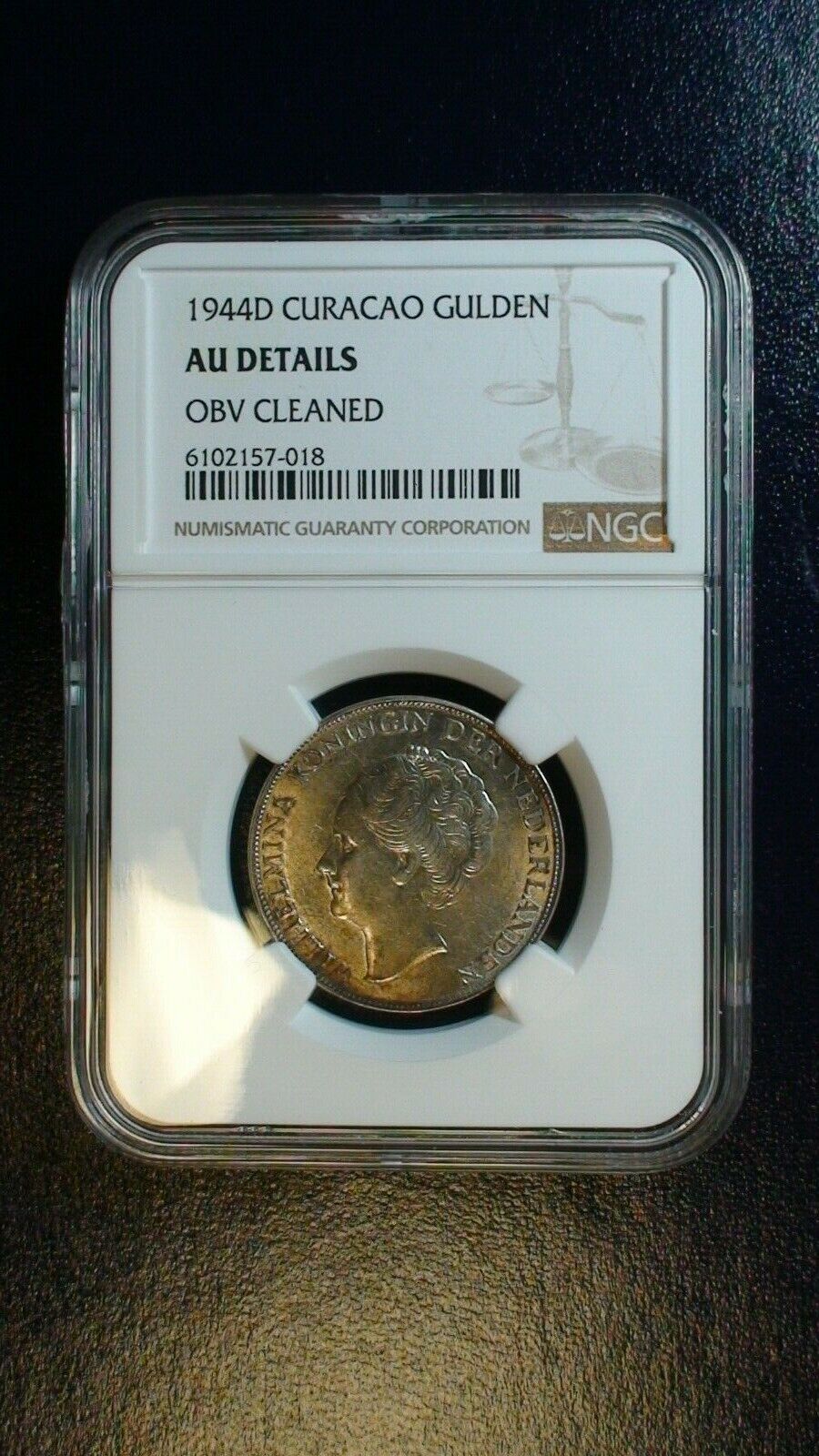 1944 D CURACAO Gulden 【GINGER掲載商品】 NGC ABOUT 1G Coin UNCIRCULATED PRIC Silver 最新入荷