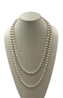 Single Strand Pearl Long Necklace Silk Thread Beaded Pearls 60" Women Jewelry