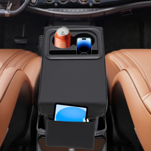 Universal Car Armrest Cushion Pad Center Console Storage Box Cover Cup Holder
