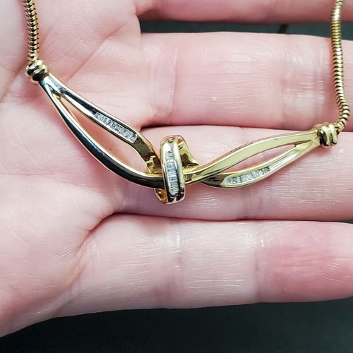 Heng Ngai 10K yellow gold over sterling silver diamond necklace