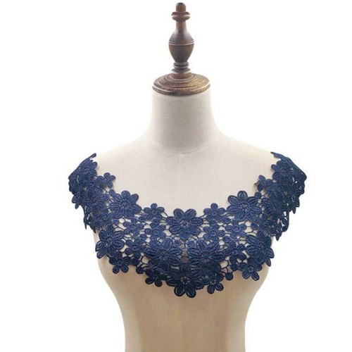 Floral Lace Embroidered Neckline DIY Collar Trim Clothes Sewing Applique Patch - Picture 12 of 28