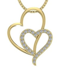 Genuine Diamond VS1 E 0.25 Carat Heart Pendant Necklace Appraisal 14K Solid Gold