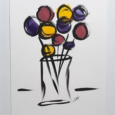 Floral Art Original Abstract Flower Acrylic Painting Modern Pop Art 11x14