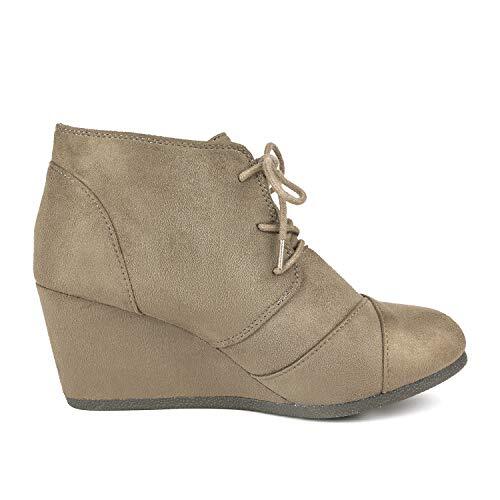 Damen Stiefeletten Freizeit Mode Schnürung Niedriger Keilabsatz Booties - Bild 29 von 30
