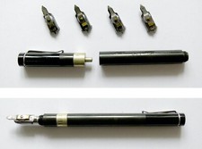 (penna stilografica - tiralinee) 1 Pelikan GRAPHOS + 4 pennini