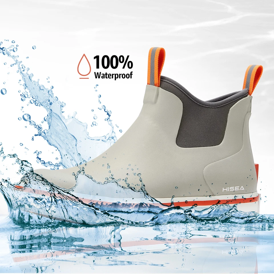 HISEA Men's Ankle Rain Boots Waterproof Non-Slip Fishing Deck Boots Gray-US 11 - Image 3 of 4
