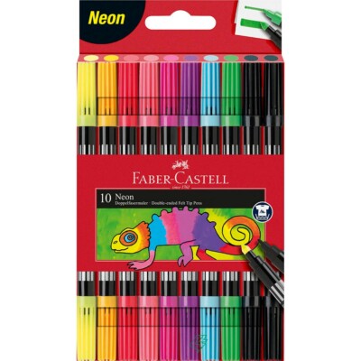 Faber-Castell 151109 Neon Filzstifte Doppelfasermaler 10er Set Highlight !!!