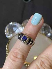 3Ct Art Deco Style Lab Created Blue Sapphire Anniversary 14K White Gold FN Ring