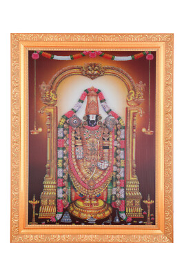 Balaji Lakshmi Maa 5D Effect Art Work Photo In Golden Frame Big (14 X 18 Inch)