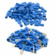 100pcs Blue Insulated Spade Electrical Wire Cable Connector Crimp Terminal Kit