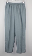 ALFRED DUNNER Women's Slate Green Pull-on Pants SZ 12 Elastic Waist Pockets