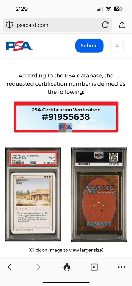 FARMSTEAD Revised 1994 Magic The Gathering MTG PSA 9 MINT TCG 🔥Reserved List🔥 - Image 3 of 4