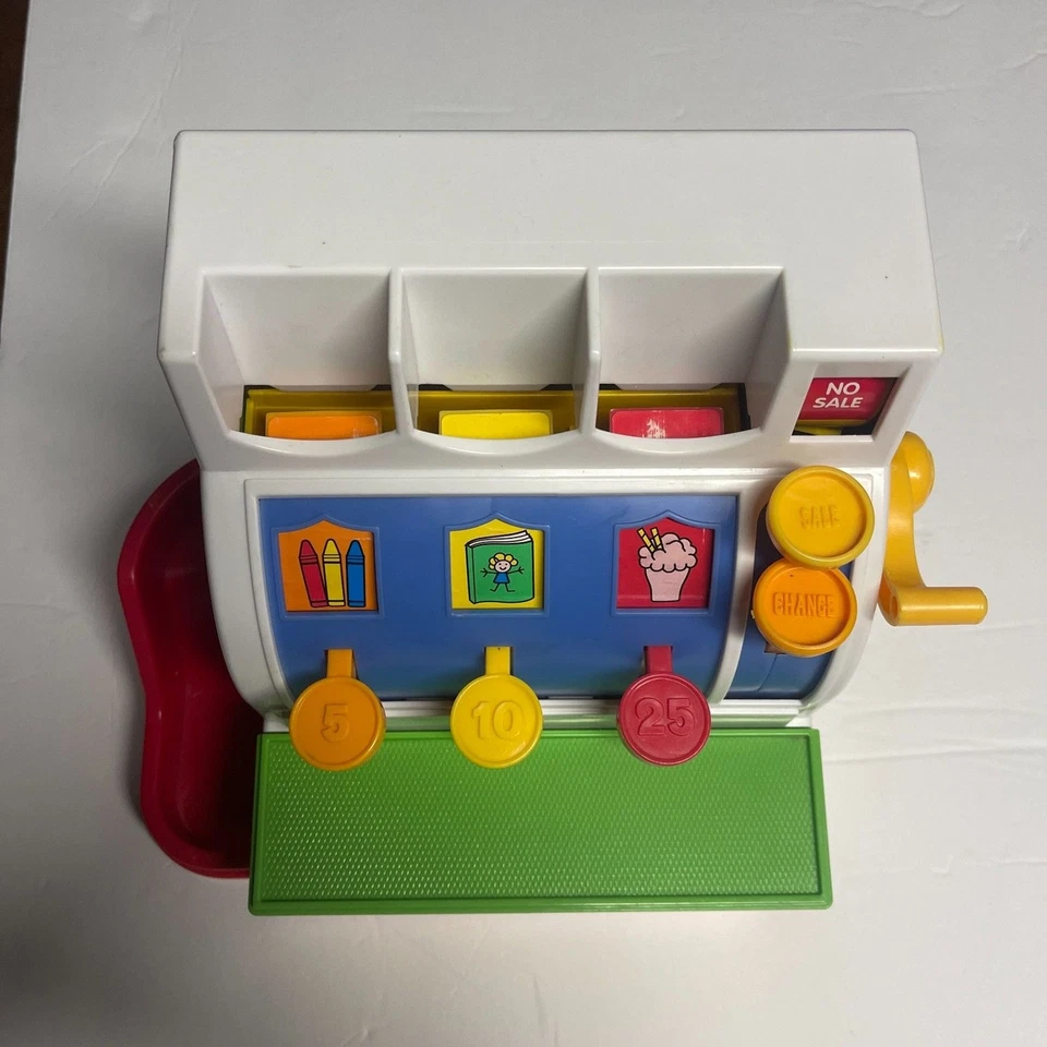 Vintage 1994 Fisher-Price Toy Cash Register with Coins Pretend Play WORKS - Image 2 of 4