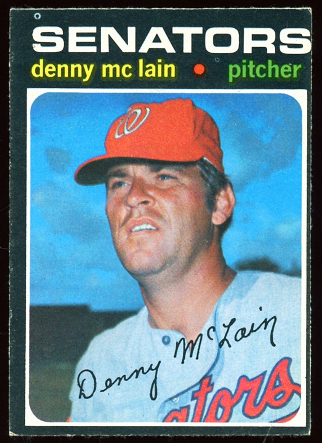 1971 O-Pee-Chee short print high#750 Denny Mclain.  Washington Senators.  VG/EX