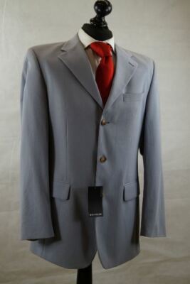 Bäumler Classic Herren Sakko Blau Unifarben Baumwolle Einreiher Gr. 98