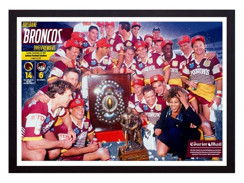 Framed 1993 Brisbane Broncos NRL Premiers Poster - 62cm x 44.5cm x 3cm - 第 1/4 張圖片
