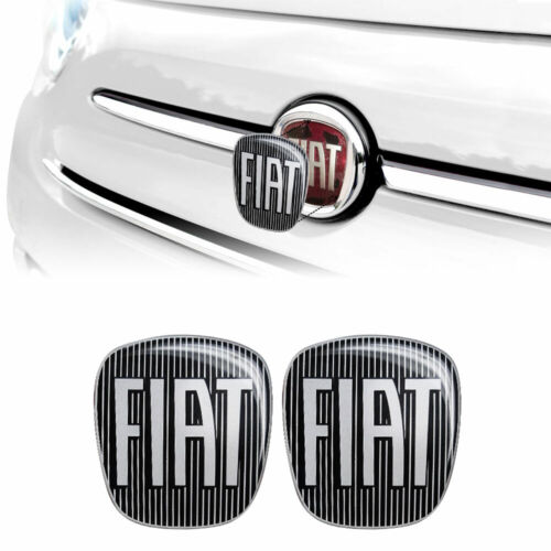 Adesivo Fiat 3D Ricambio Logo Nero Anteriore + Posteriore per 500 - Zdjęcie 1 z 4