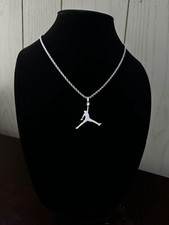 Jordan Jumpman Pendant Necklace - MJ - Silver Plated - 3mm Rope - 22" Chain