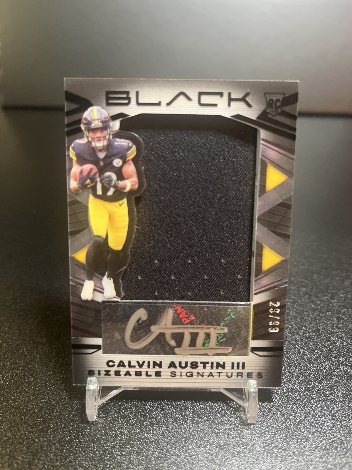 Calvin Austin Panini Black Sizeable Signatures Rookie Jersey #SSRCAU Base