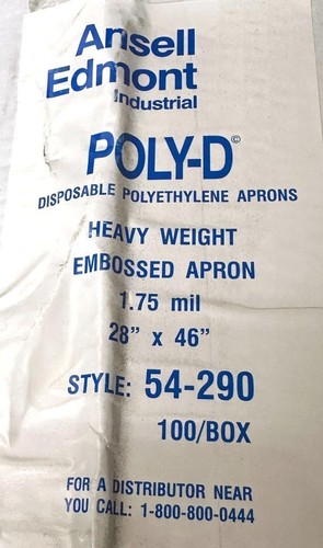 Ansell Edmont 54-290 geprägte Polyethylenschürzen 1,75 mil 28"" x 46"" (Box mit 100) - Bild 2 von 2