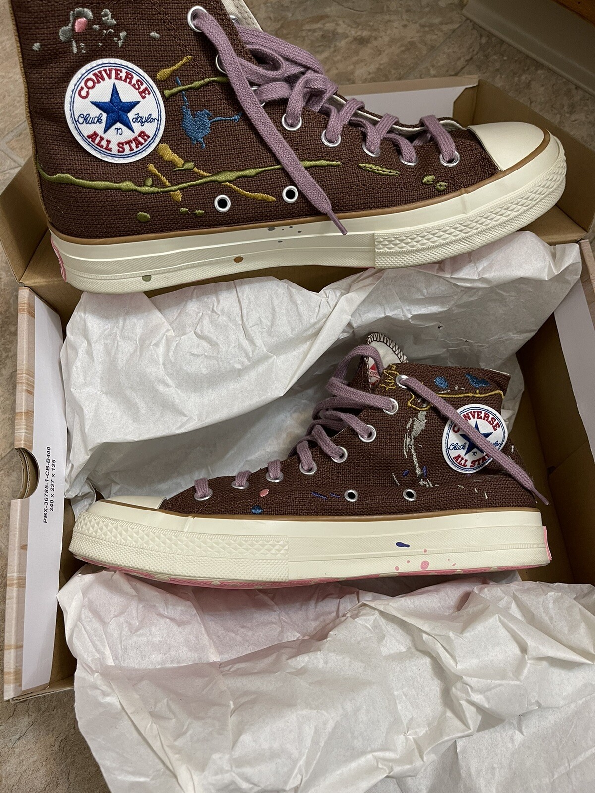 Size 9 - Converse Chuck 70 High x Bandulu Paint Splatter - Cappuccino Base  2021 | eBay