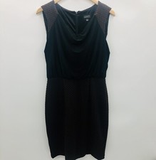 Adrianna Papell Womens Size 8 Sleeveless Scoop Neck Sheath Dress Printed Black