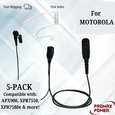5x Clear Surveillance Acoustic PTT Earpiece for Motorola APX4000, XPR7550e, 7580