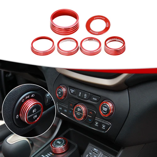 27x Red Full Set Interior Center Gear Shift Panel Trim For Jeep Cherokee 2014-18 - Picture 6 of 14