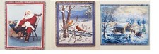 LARGE 50X60" TAPESTRY SANTA CLAUS CARDINALS COVERED BRIDGE MADE IN USA XMAS GIFT