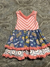 Matilda Jane Work of Heart Dress Girls Camp MJC Strawberry Craft Ruffled Size 2