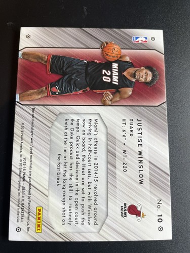 2015 Absolute Tools of the Trade Materials Quad /75 Justise Winslow #10 Rookie - Picture 2 of 3