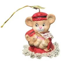 Vintage Jasco Caring Critter Chimer Bisque Porcelain Bell 3" Ornament-NEW IN BOX