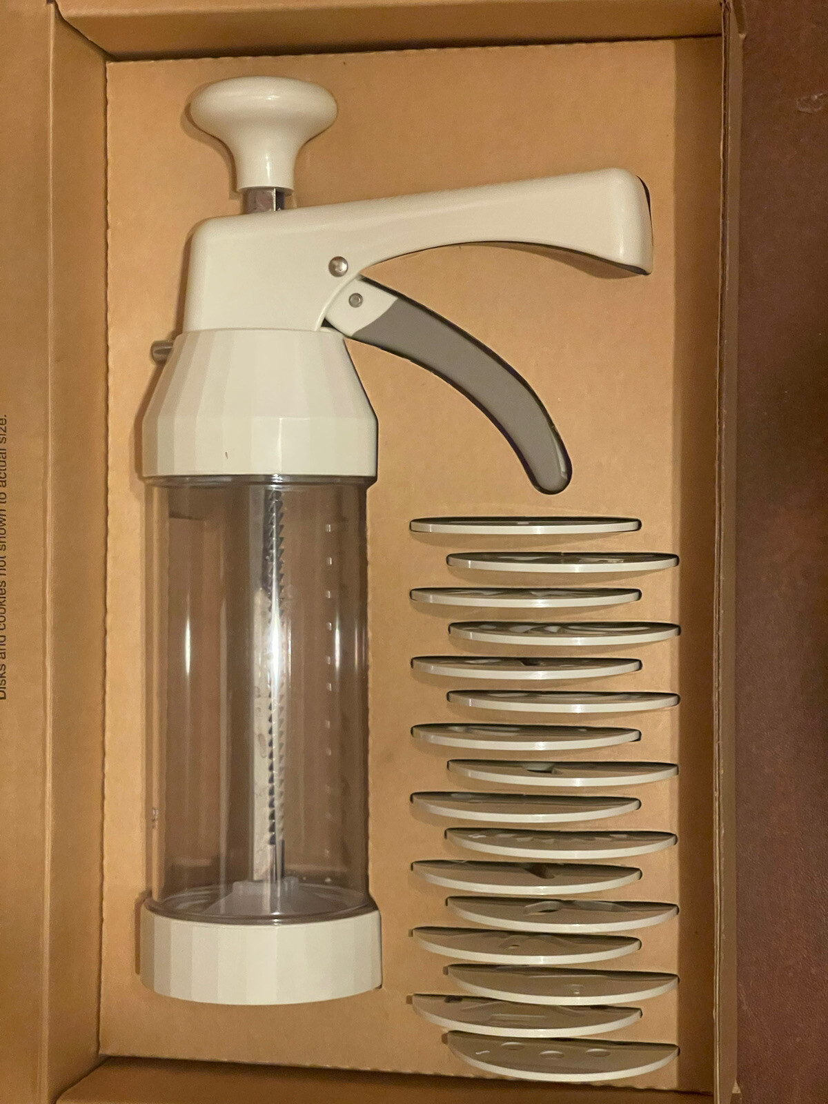 The Pampered Chef 1525 Cookie Press with 16 Discs White for sale