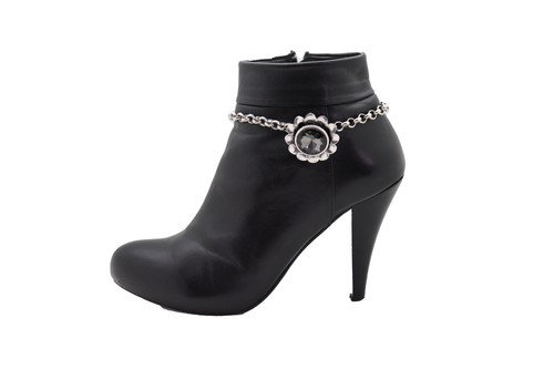 Women Silver Metal Chain Western Fashion Boot Bracelet Shoe Flower Charm Jewelry - Bild 10 von 12