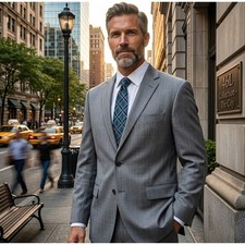 NWOT Lauren Ralph Lauren 46L Gray Herringbone Silk/Wool Suit Sport Jacket