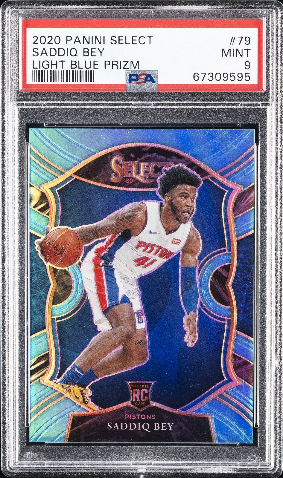 2020 PANINI SELECT LIGHT BLUE PRIZM #79 SADDIQ BEY 182/299 PSA 9