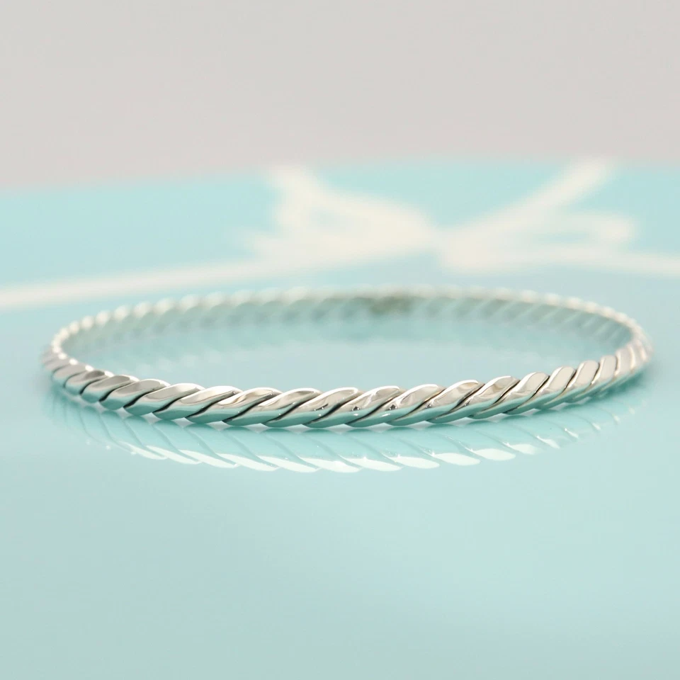 Tiffany & Co. Brazalete Brazalete Borde Cuchillo Torcido 7.6" Plata de Ley 925 Foto 2 de 4