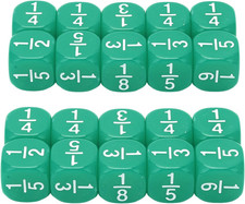 20PCS Math Dice, Fraction Games, Green Dice Suitable for Multiplayer Games an...