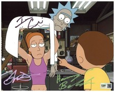 Cast Signed 8x10 Photo x3 Rick, Morty & Summer Autographed Zobie COA