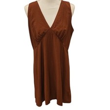 GAP NWT Burnt Orange Sleeveless V-Neck Rayon Viscose Nylon Dress - size 12