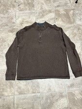 Men's Brown 1/4 Zip Mock Neck Knit Pullover Sweater Long Sleeve Casual