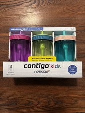 Contigo Kids 3-Pack Spill-Proof Tumblers, Antimicrobial Straws, 414ml