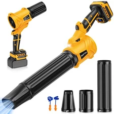 Rotatable Cordless Leaf Blower, 90 MPH, 6-Speed, LED Indicator, Extended Nozzle