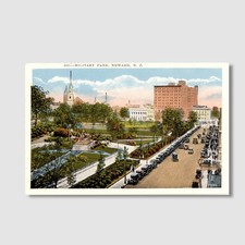 Postcard Military Park Newark New Jersey NJ Skyline White Border Unused F256