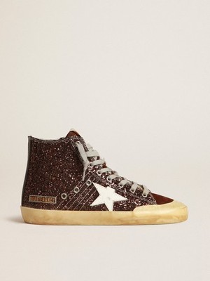 Golden Goose Women's Francy Penstar High Top Trainer In Brown Glitter - WOMEN'S 