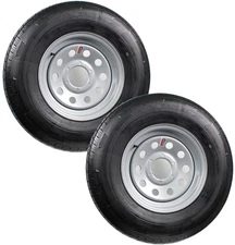 2-Pk Radial Trailer Tire Silver ST235/80R16 Load Range E 6 Lug Modular Wheel Rim